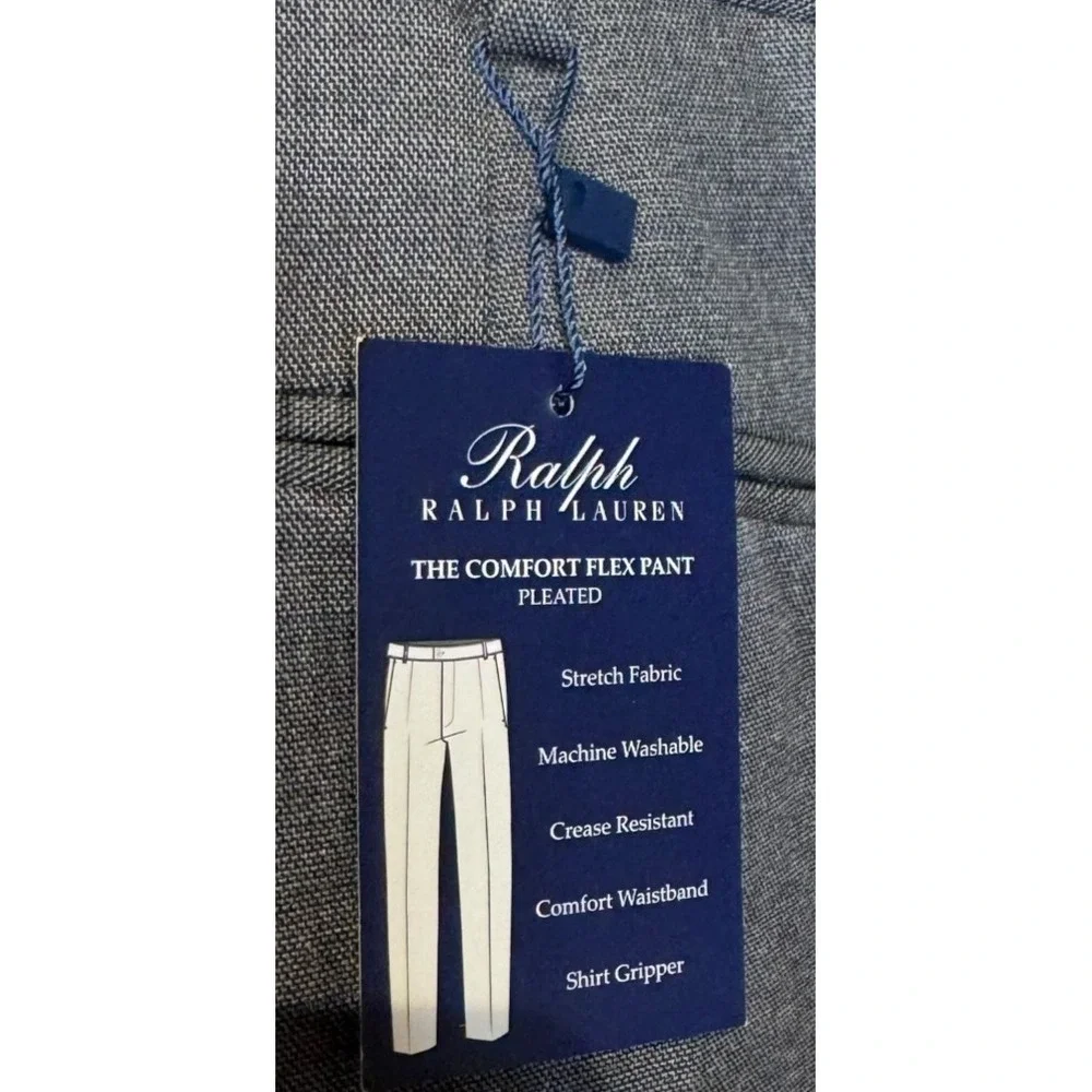 Ralph Lauren Mens Dress Pants Comfort Flex Shirt Gripper Pleated‎ Size 38X30 NWT